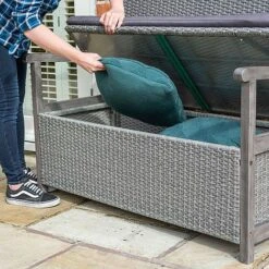 Rowlinson Alderley Rattan Storage Bench 2 Seat Grey -Eden Yard Zone WICKBENCH Alderley storage bench 05