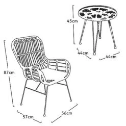 Idooka Rattan Bistro Set -Eden Yard Zone X67000030.Silhouette