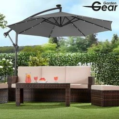 Solar LED Cantilever Parasol -Eden Yard Zone g0588 2