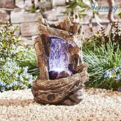 Serenity Table-top Tree Trunk Waterfall Water Feature -Eden Yard Zone g3964