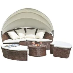 Rattan Day Bed With Table - 180cm 11 Rattan Day Bed With Table - 180cm -Eden Yard Zone z D8635 2 1000x1000 1
