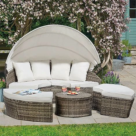 Rattan Day Bed With Table - 180cm 4 Rattan Day Bed With Table - 180cm - Image 2