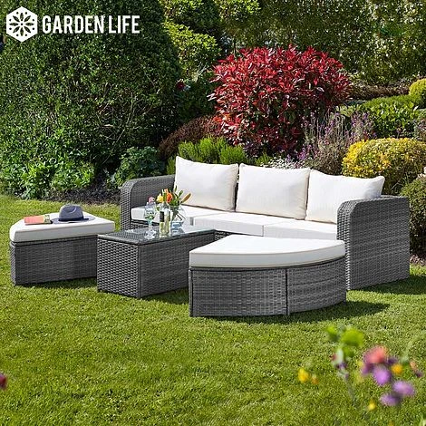 Firenze Five-Section Rattan Daybed - Dark Grey With Cover 5 Firenze Five-Section Rattan Daybed - Dark Grey With Cover - Image 3